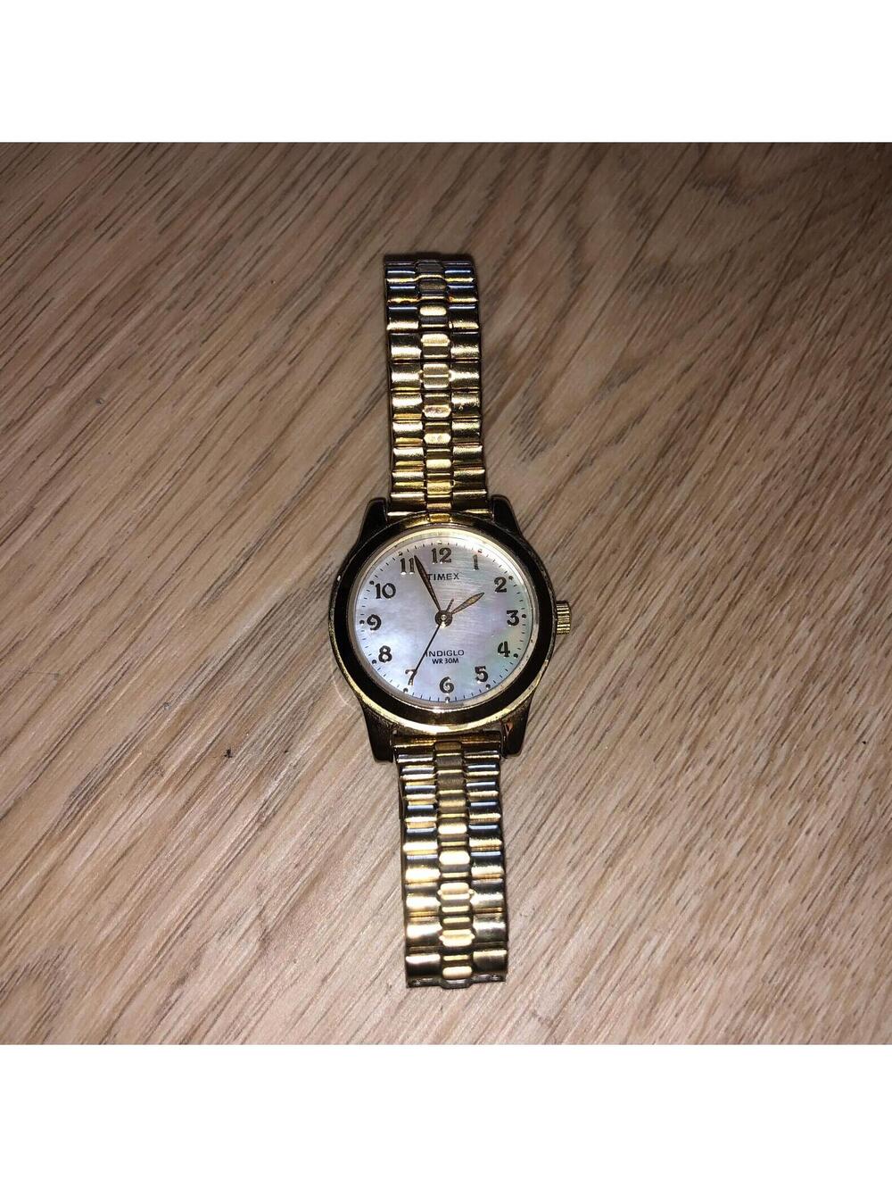 TIMEX INDIGLO WR 30M GOLD PEARL Dial Expansion Band LADIES WOMENS T2M827